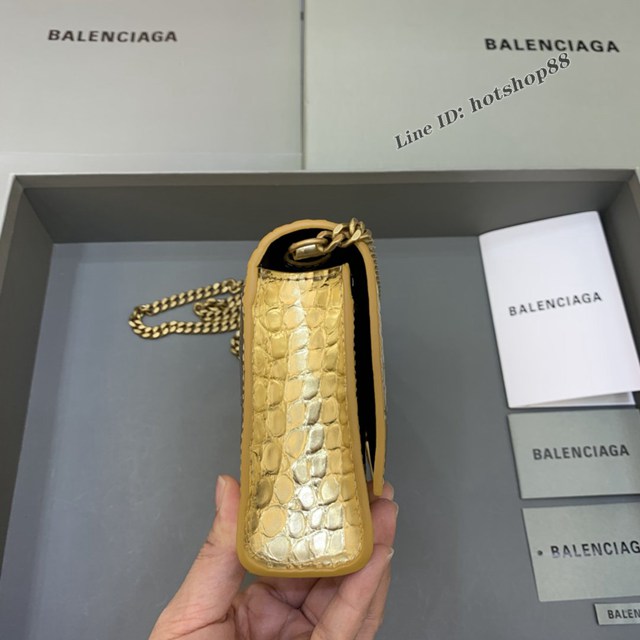 Balenciaga專櫃爆款鱷魚紋迷你女士肩背包 巴黎世家沙漏鏈條斜挎包 fyj1867